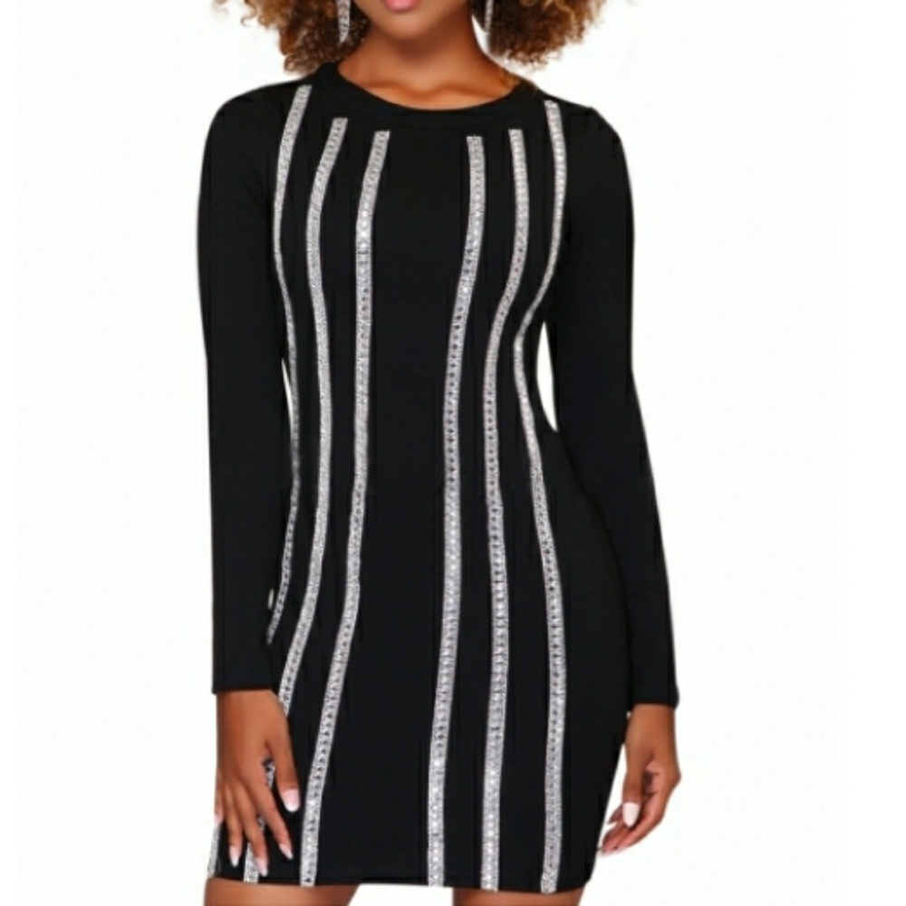 Sexy rhinestone embellished mini dress